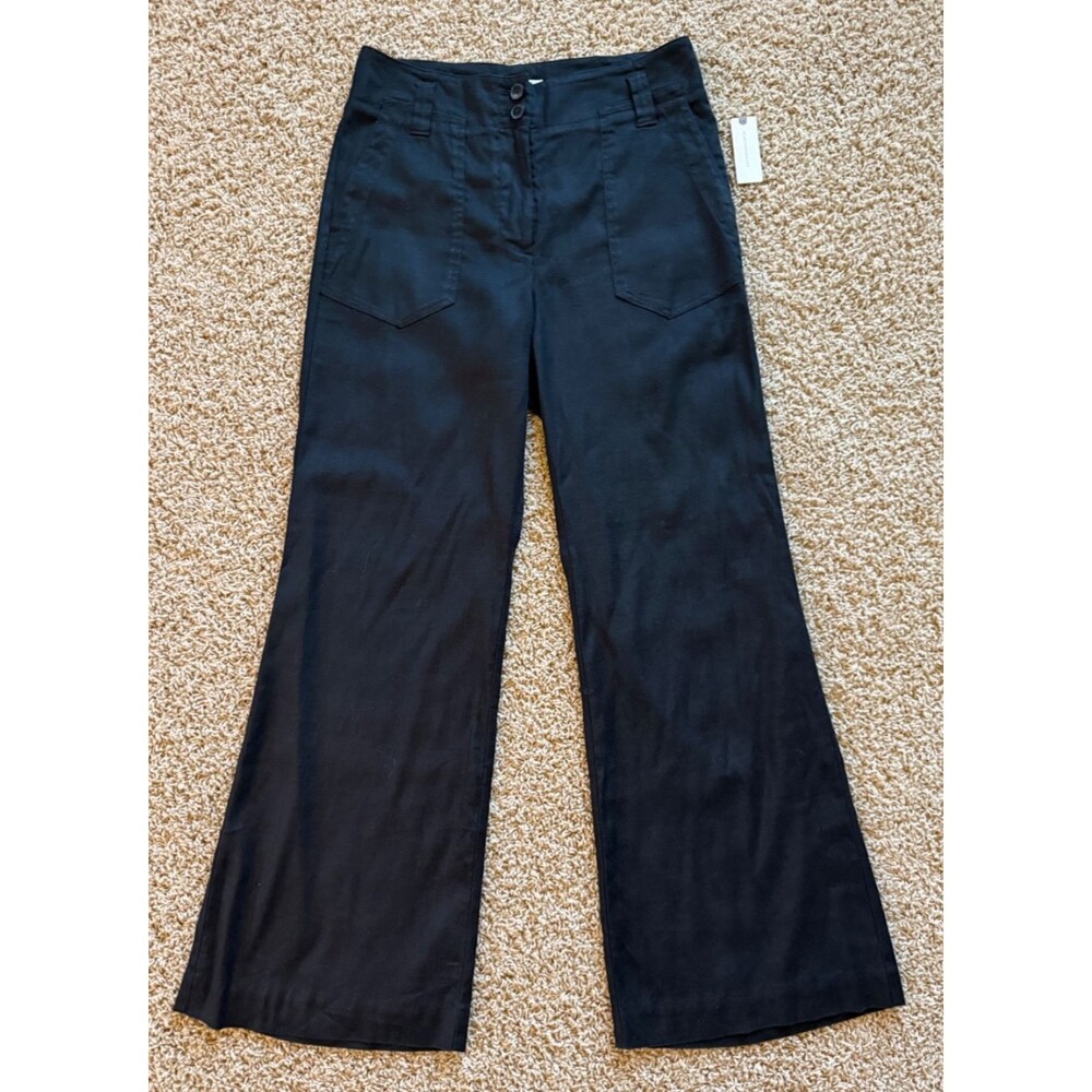 Anthropologie Maeve The Naomi LinenWide-Leg Flare Pants Size 10 Black NWT
